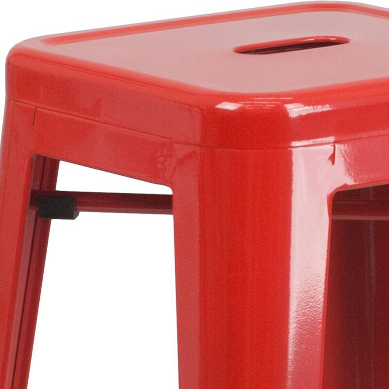 4 Pack 30" High Backless Metal Indoor-Outdoor Barstool with Square Seat