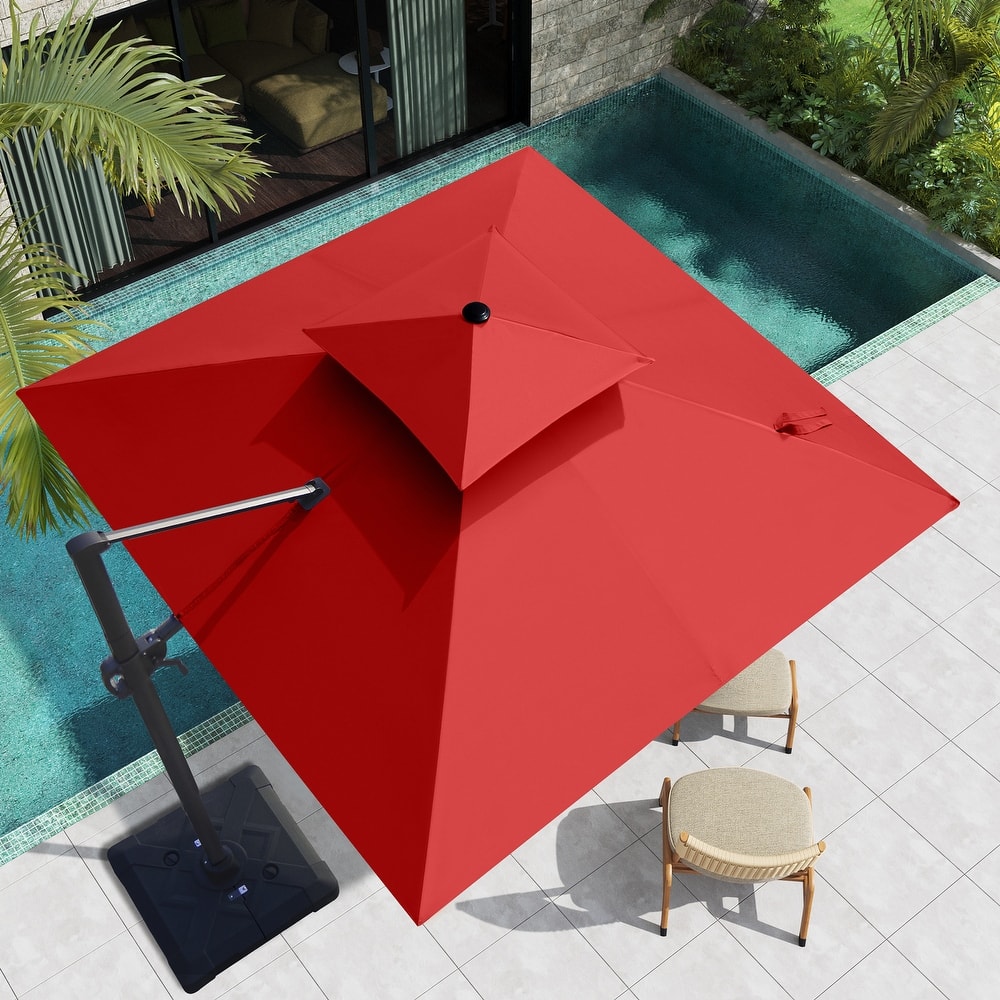 Pellebant Outdoor Patio Cantilever Offset Umbrella 11 ft Double Top