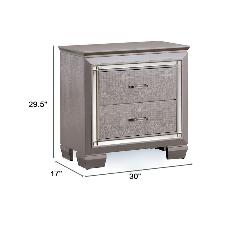 Contemporary 1pc Nightstand Bedside Table LED Light English Dovetail Drawer Bedroom Furniture