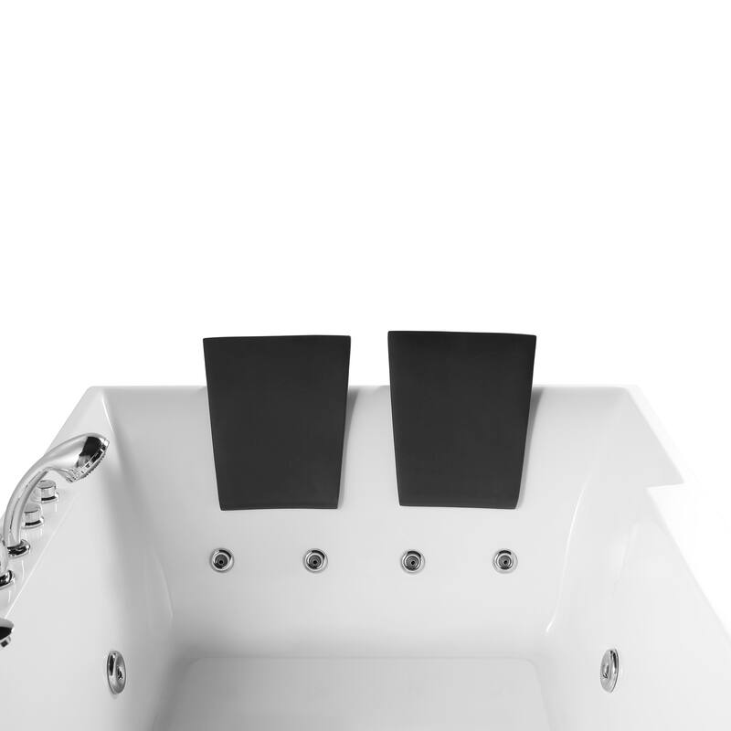 72 in. x 48 in. Left Drain Alcove Whirlpool Bathtub Lighted Rectangular Hydrotherapy Jetted Soaking Bath Tub in White