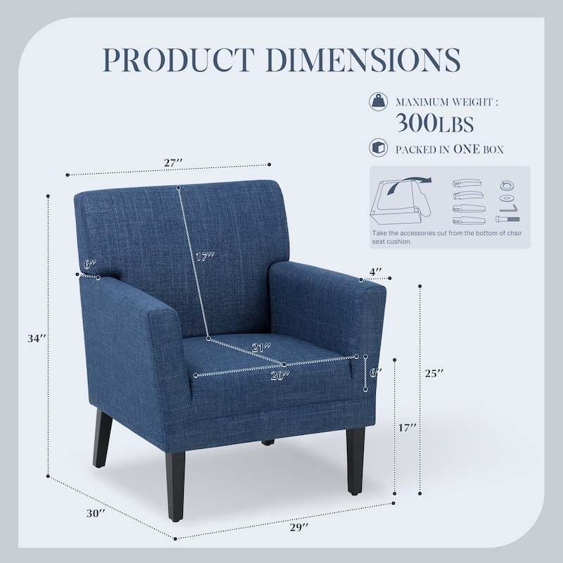 Modern Upholstered Armchair - Plush Fabric Accent Chair for Living Room & Bedroom