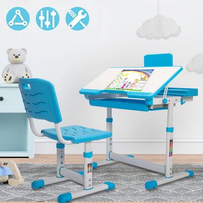 Height Adjustable Children Desk and Chair Set
