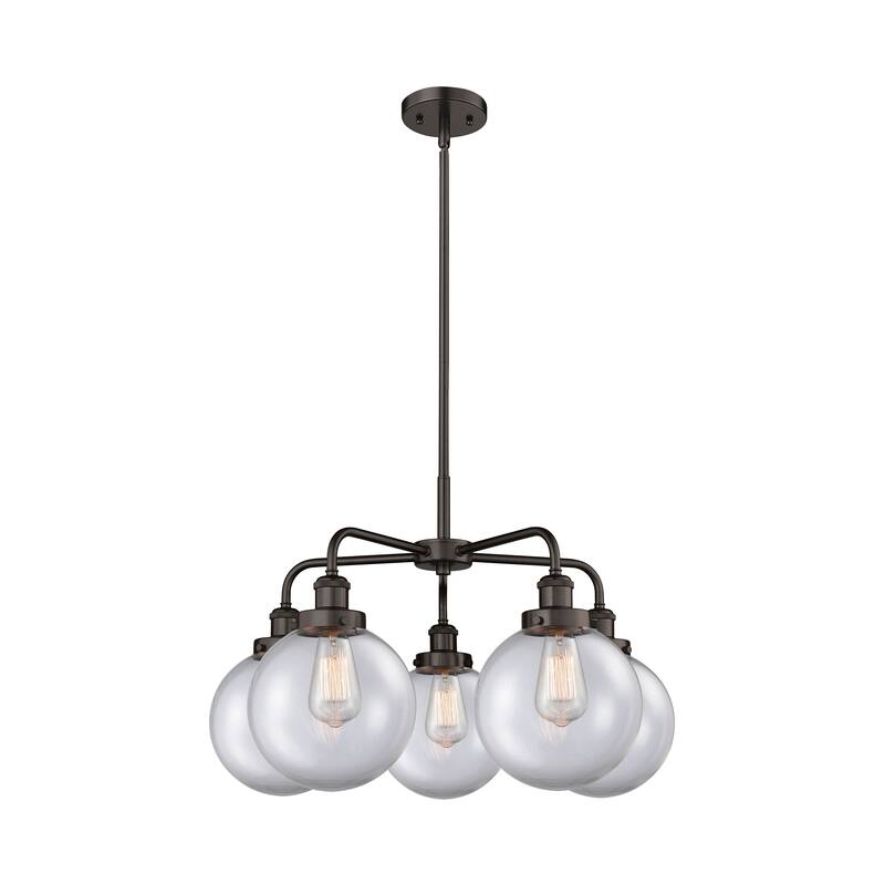 Innovations Lighting Beacon - 5 Light 26" Stem Hung Chandelier - Clear/Oil Rubbed Bronze