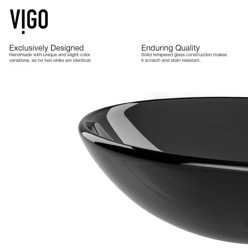 VIGO Giovanni 17"L x 17"W Glass Vessel Sink and Blackstonian 12"H Faucet Set