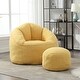 preview thumbnail 14 of 37, Microfiber Upholstered High Density Memory Foam Round Lazy Bean Bag Sofa Chair with Ottoman Yellow