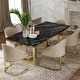 preview thumbnail 2 of 58, Modern Marble Dining Table with White Rectangular Tabletop Gold Stainless Legs, Dining Room Table 55.12" - Black