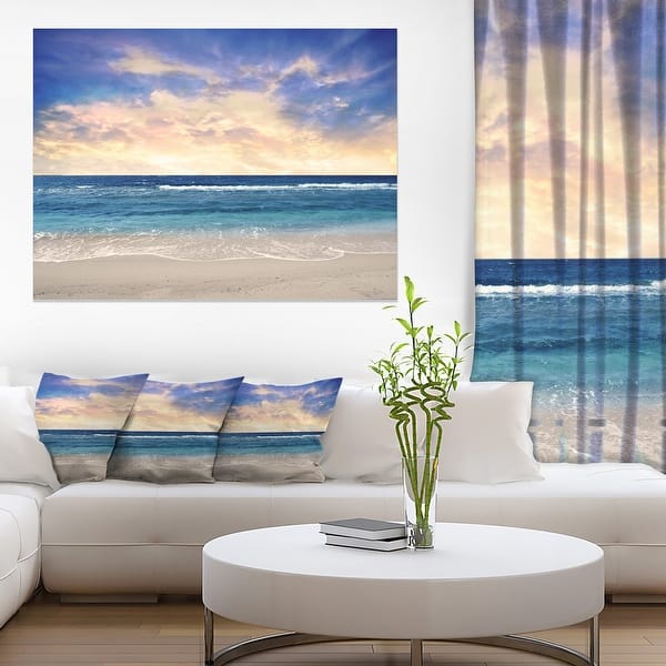 Clear Blue Sky and Ocean at Sunset - Extra Large Seascape Art Canvas ...