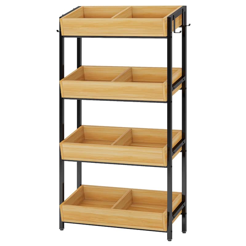 4-Tier Vegetable and Fruit Storage Retail Display Rack Stand