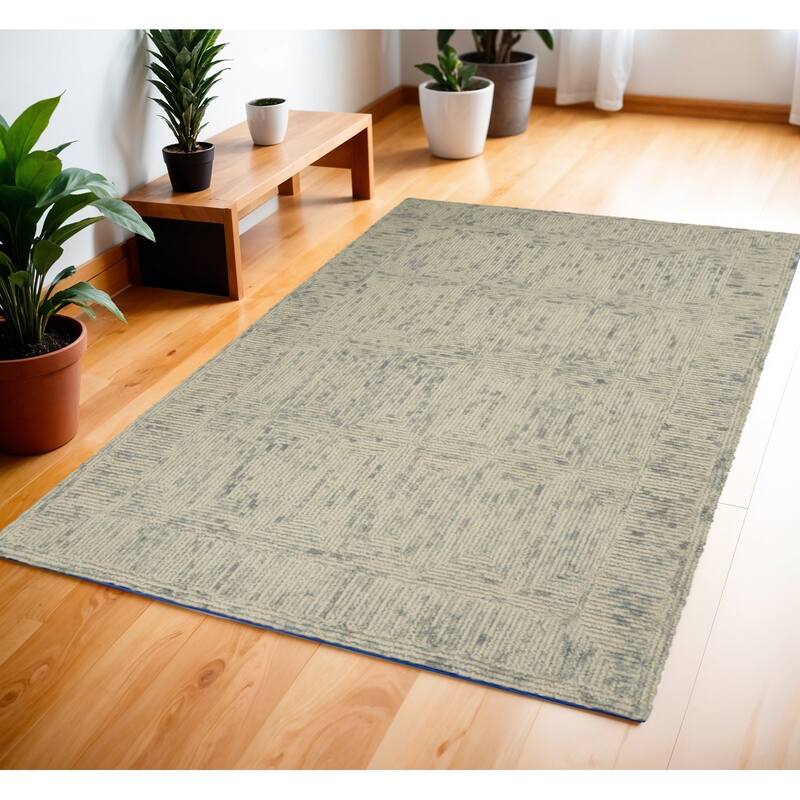 Dujo Power Loomed Geometric Modern Soft Area Rug By HomeRoots - 69' X '45' X '0.5 - 69' X '45' X '0.5 - Lavender/Ivory - Rectangle