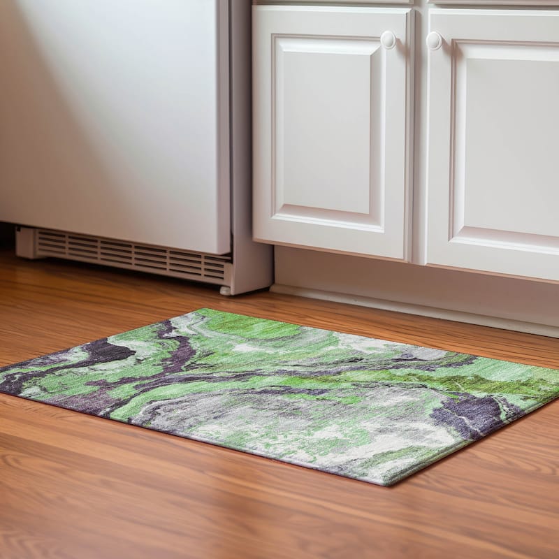 Premium Washable Super Soft Modern Mayfield Rug - 1'8" x 2'6" - Green