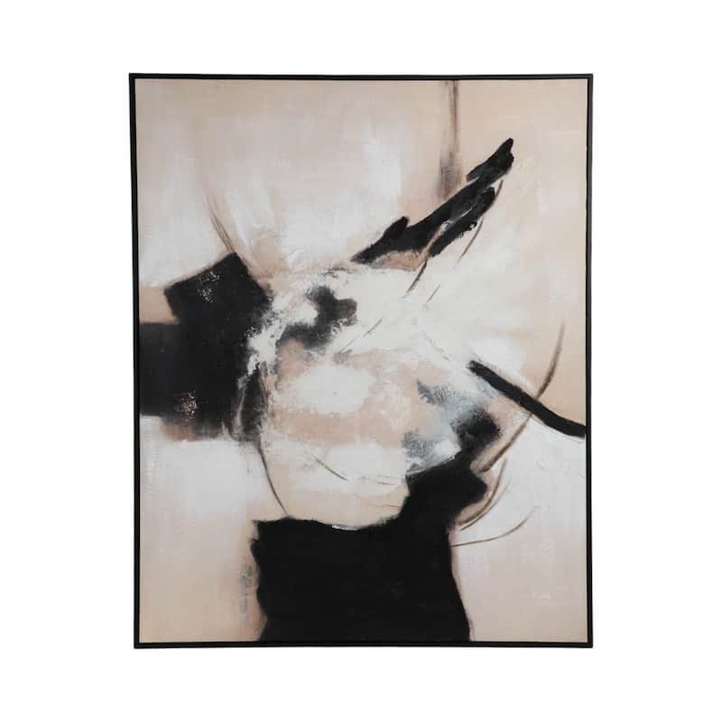 Wood Frame Canvas Wall Art Bold Abstract Texture Design - 60" Black - Wood - Black - 48" x 2" x 60"