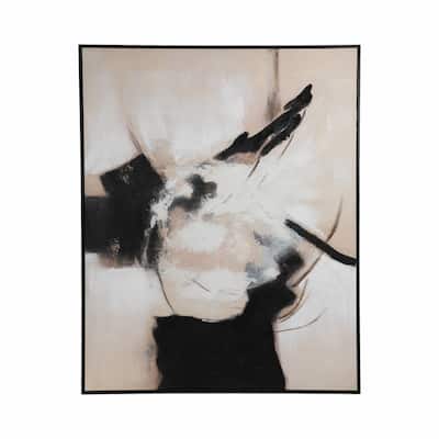Wood Frame Canvas Wall Art Bold Abstract Texture Design - 60" Black