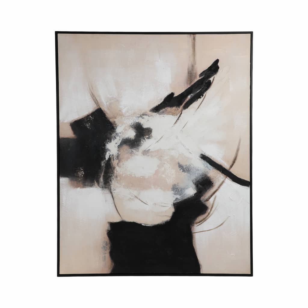 Wood Frame Canvas Wall Art Bold Abstract Texture Design - 60" Black