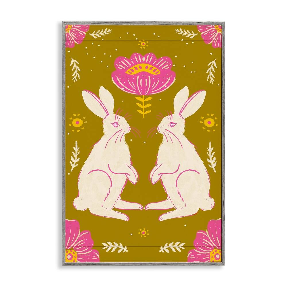 Stupell Mirrored Spring Bunnies Framed Giclee Art Design By Hannah Moren