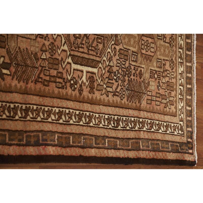 Tribal Gharajeh Persian Vintage Runner Rug Handmade Wool Carpet - 3'5"x 12'8"