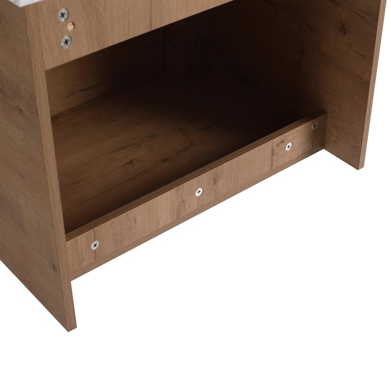 24'' Wall-Mounted Bathroom Vanity & 1-Soft-Close Door, KD-Packing, Plywood (Vanity Only, Excluding Sink)