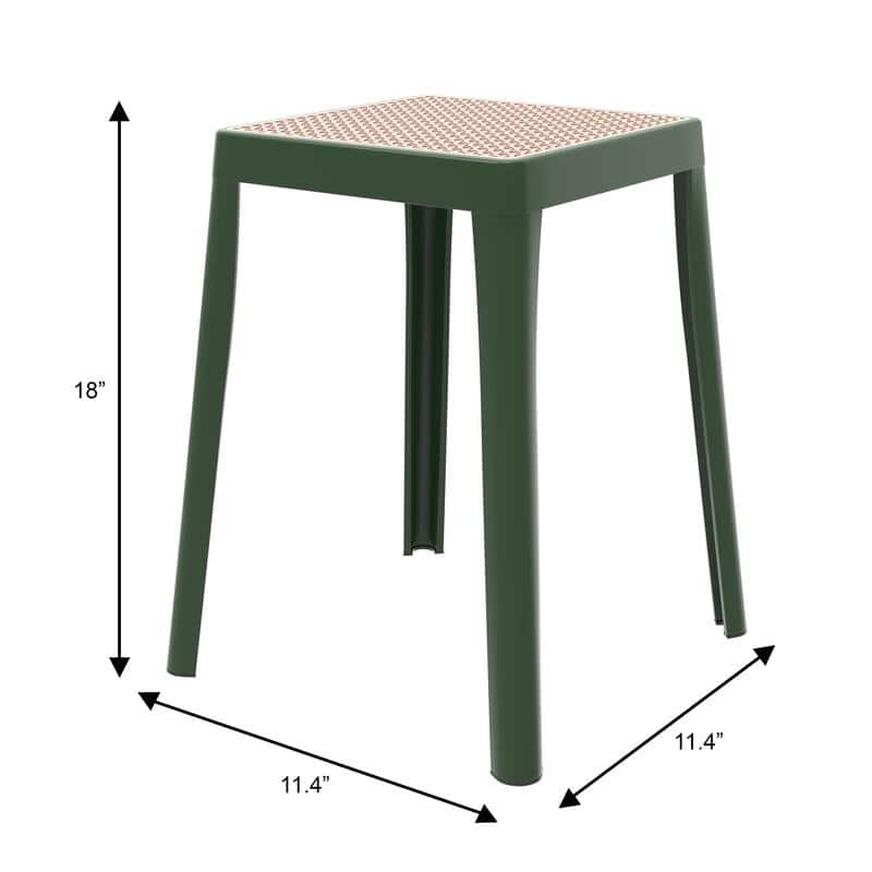 Tresse Modern Stackable Dining Stool with Wicker Seat for Dining Room, Garden, Patio, Indoor or Outdoor - No Assembly Required