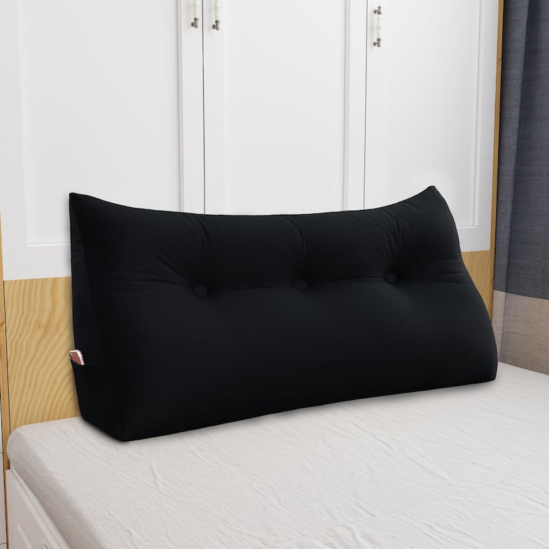 WOWMAX Large Bed Rest Wedge Reading Pillow Back Support Headboard Cushion - Twin - Black
