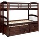 preview thumbnail 4 of 5, Twin Over Twin Wood Bunk Bed with 3 Drawers, Ladder, and Safety Rail