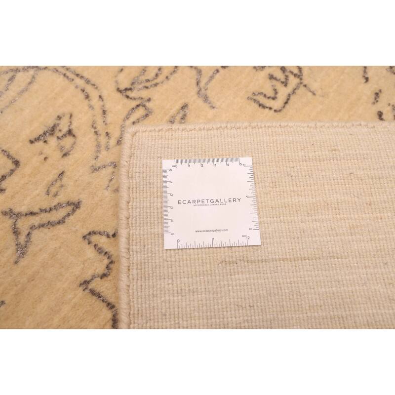 ECARPETGALLERY Hand Loomed Loreto Cream Viscose, Wool Rug - 5'5 x 7'8