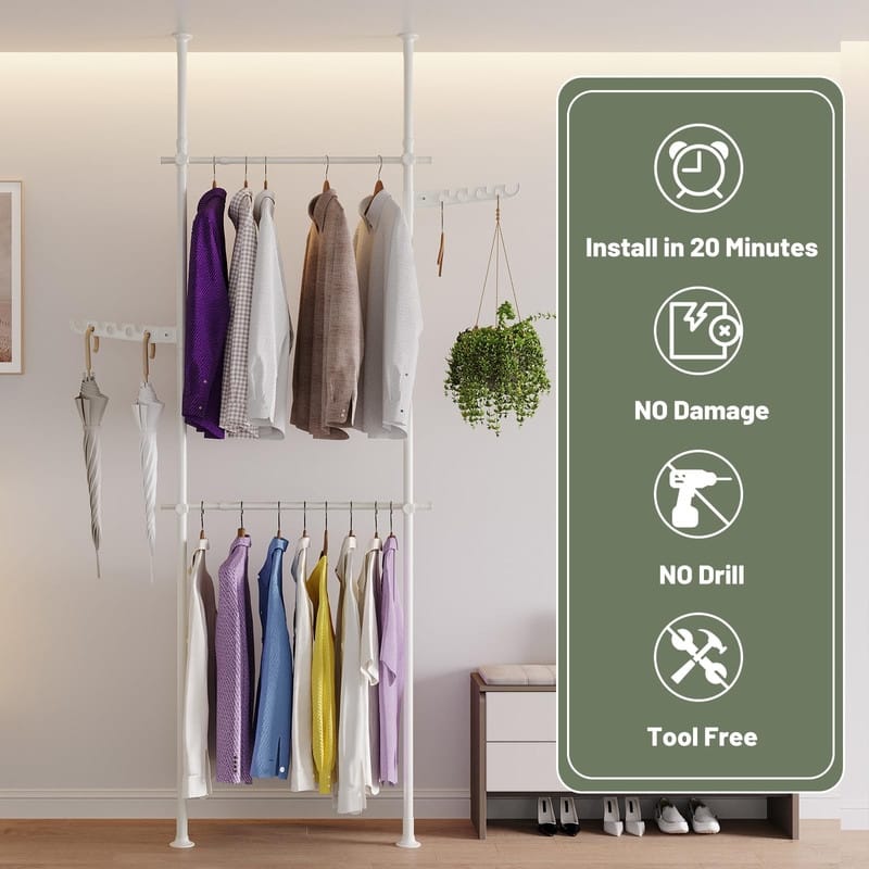 Metal Adjustable Height Clothing Hanging Rack