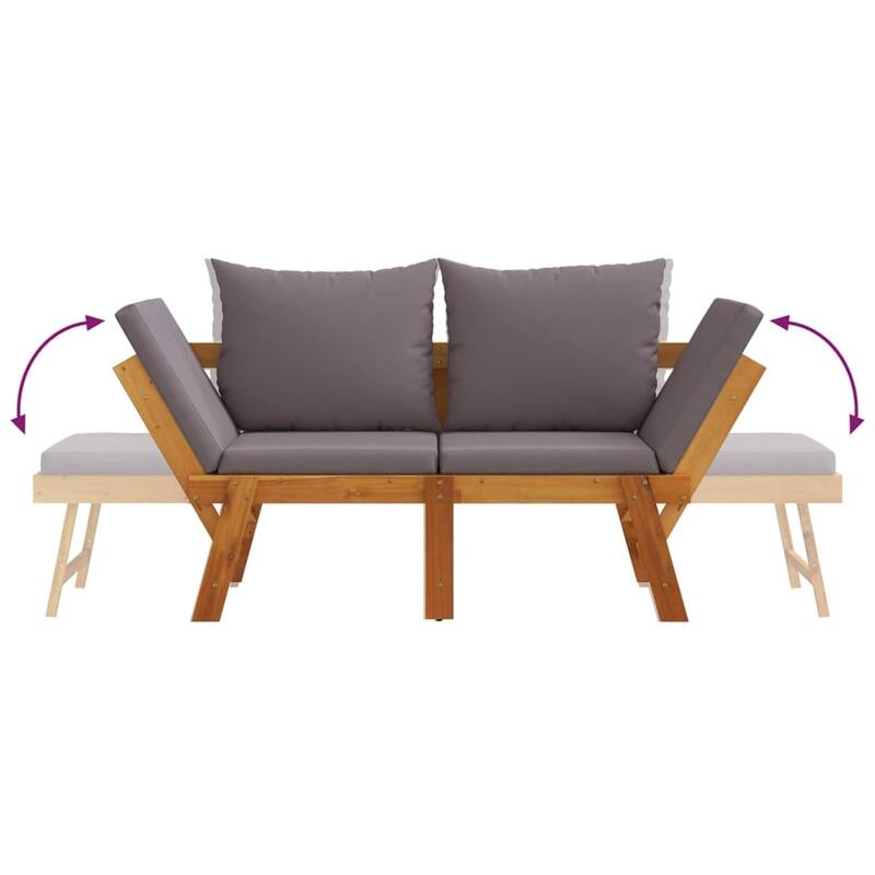 vidaXL Patio Bench with Cushions 2-in-1 Outdoor Seating Solid Wood Acacia