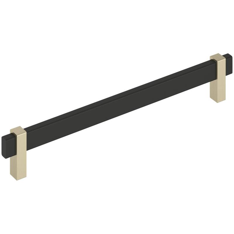 Amerock BP36728 Mulino 8-13/16" Center to Center Bar Cabinet Pull - Matte Black / Golden Champagne