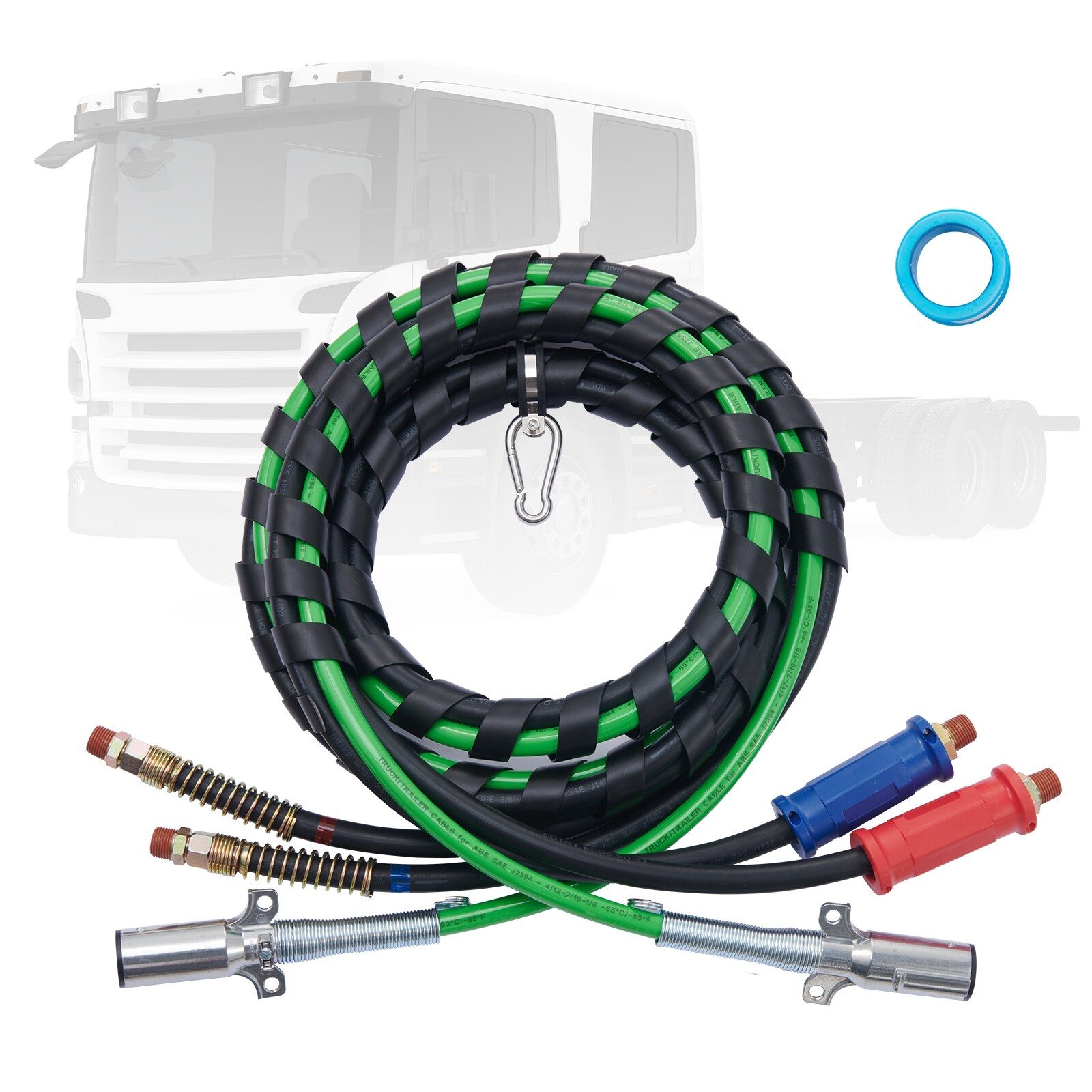Semi Truck Air Lines Kit 3-in-1 Air Hoses & 7-Way Plug ABS Power