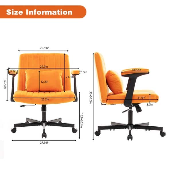 dimension image slide 0 of 5, Ergonomic Linen Office Chair with Armrests, Adjustable Height, Tilt & 360° Swivel, Lumbar Pillow, Wheels