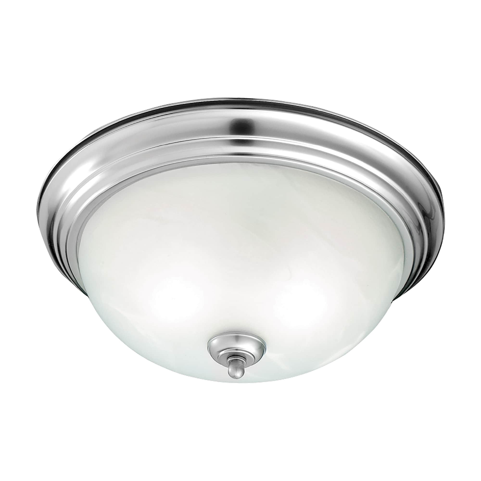 2-Light Flush Mount Ceiling Light Fixture with Frosted Shade - 14" - Silver
