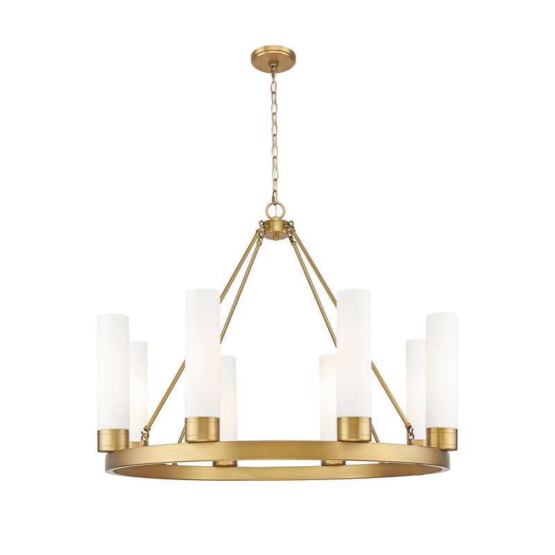Innovations Lighting Downtown Urban - Boreas - 6 Light 36" Chandelier with 11" Shades - Brushed Brass/White