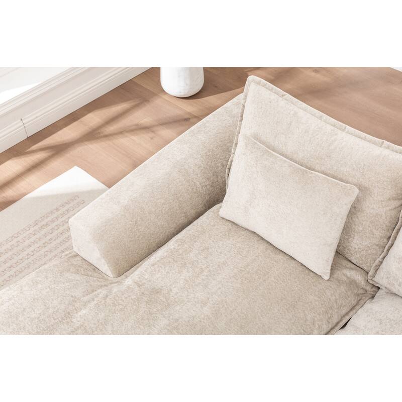 Modular Cloud Sectional Couch with L-Shape Chaise, Chenille Upholstered Boneless Sofa, Compressed Deep Seat Sofa with Pillows