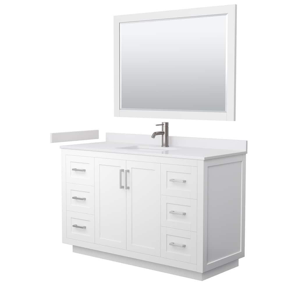 Miranda Single Vanity Set, Cultured Marble Top, 46-Inch Mirror