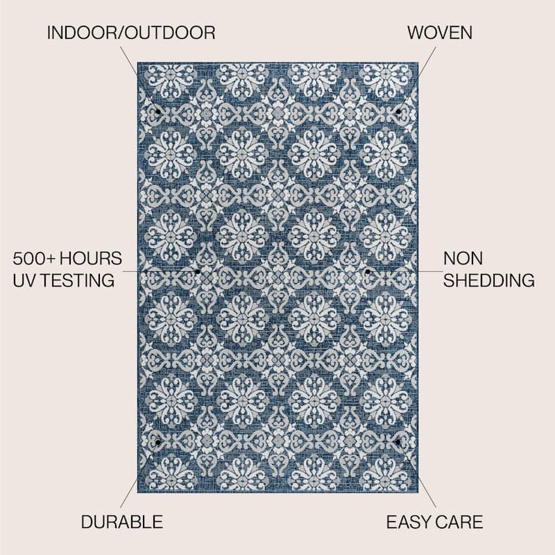 JONATHAN Y Maribel Traditional Mediterranean Tile Design Indoor/Outdoor Area Rug