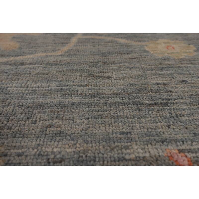 Vegetable Dye Oushak Turkish Rug Hand-Knotted Transitional Wool Carpet - 9'0"x 11'8"