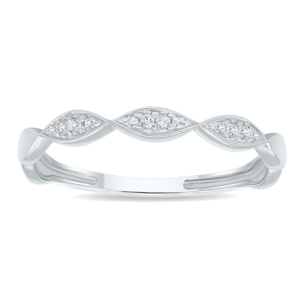 Marquee Women's Dainty Thin Diamond Wedding Stackable Band in 10K White Gold