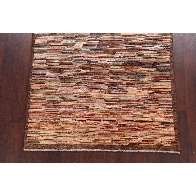Hand Knotted Oriental 100% Wool Carpet Tribal Contemporary Multi-Colored Gabbeh (kashkoli) Area Rug - 6' 3'' X 4' 7''