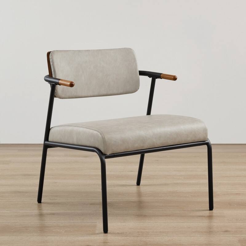 Cassie Upholstered Accent Chair with Metal Frame&Wood Back
