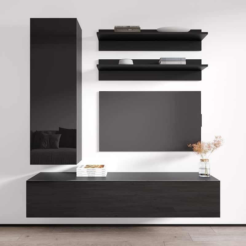 Fly H1 30TV Wall Mounted Floating Modern Entertainment Center - Black