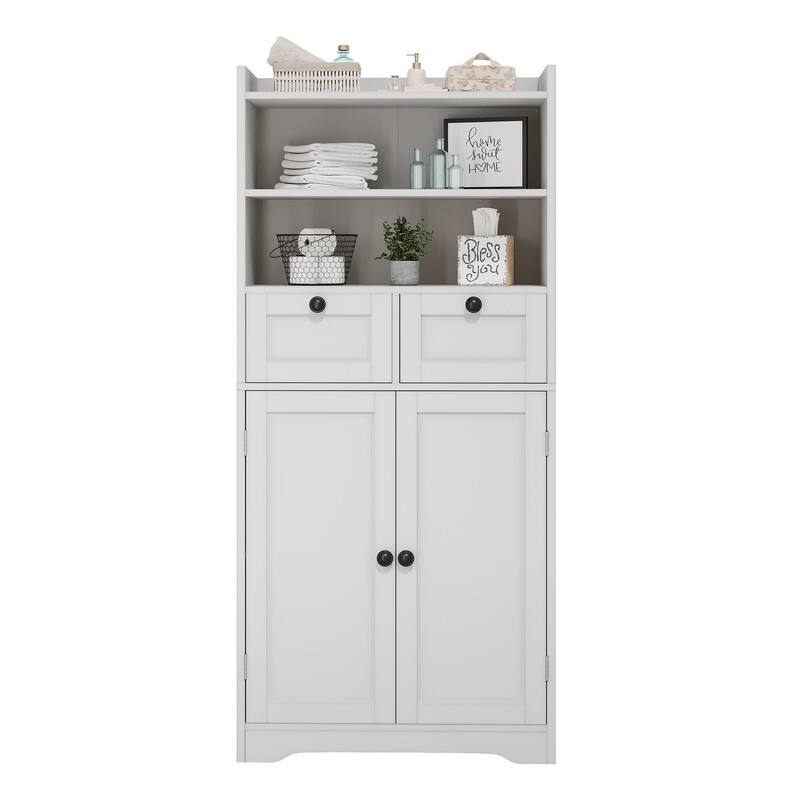 Spacious Kitchen Side Cabinet with Adjustable Shelves, Waterproof Finish & Magnetic Door Closures