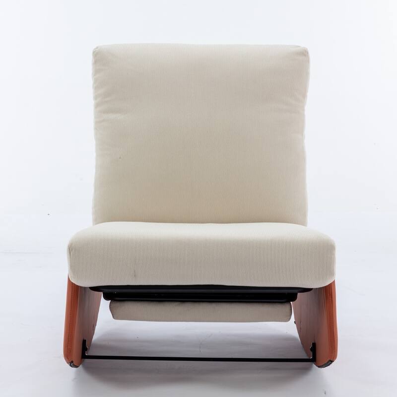 Corduroy Rocking Recliner Chair with Adjustable Back & Ottoman