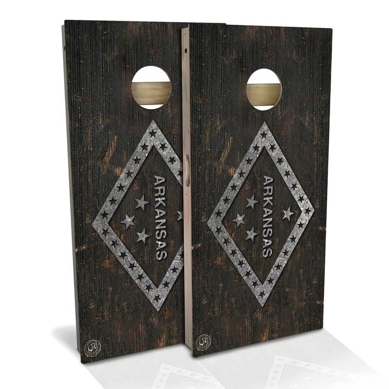 Arkansas Flag Rustic Outdoor Cornhole Board Set - Backyard 2x4 - NO Accessories