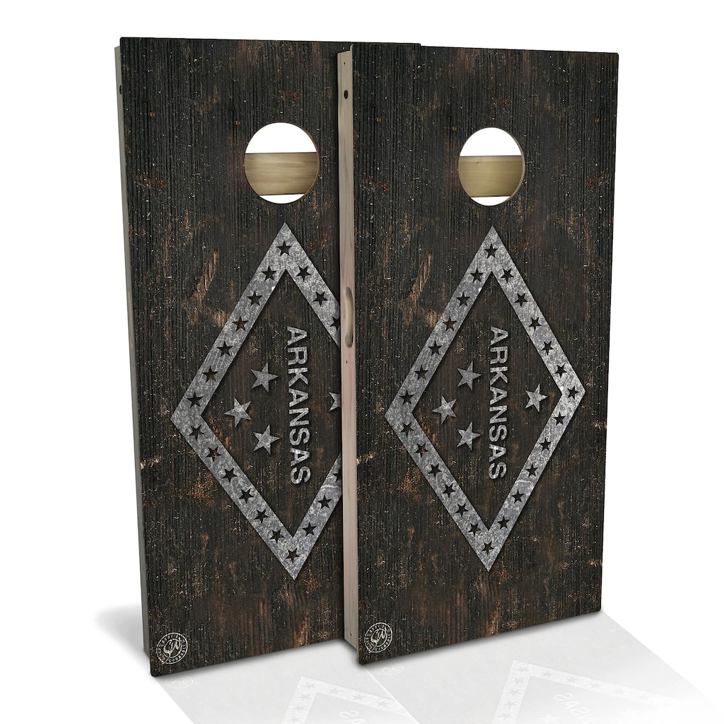 Arkansas Flag Rustic Outdoor Cornhole Board Set