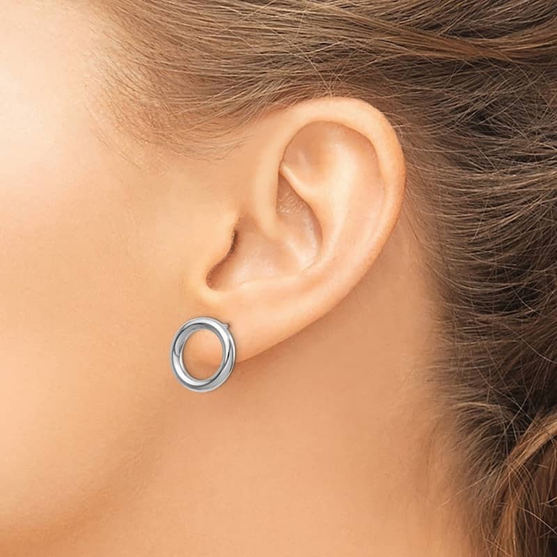 Curata 14k Yellow or White Gold 15mm Medium Open Circle Post Earrings