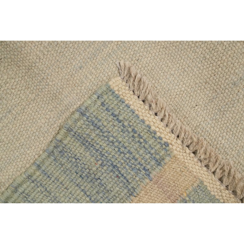 Hand Woven Oriental 100% Wool Carpet Southwestern Modern Multi-Colored Kilim Area Rug - 9' 11'' X 6' 8''