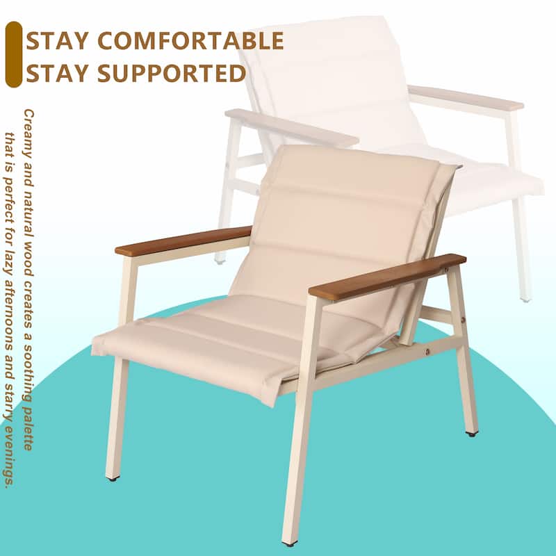 Outdoor Patio Furniture Set 4 Pieces Patio Conversation Sets with Padded Suspended Cushion for Lawn Backyard Balcony, Beige