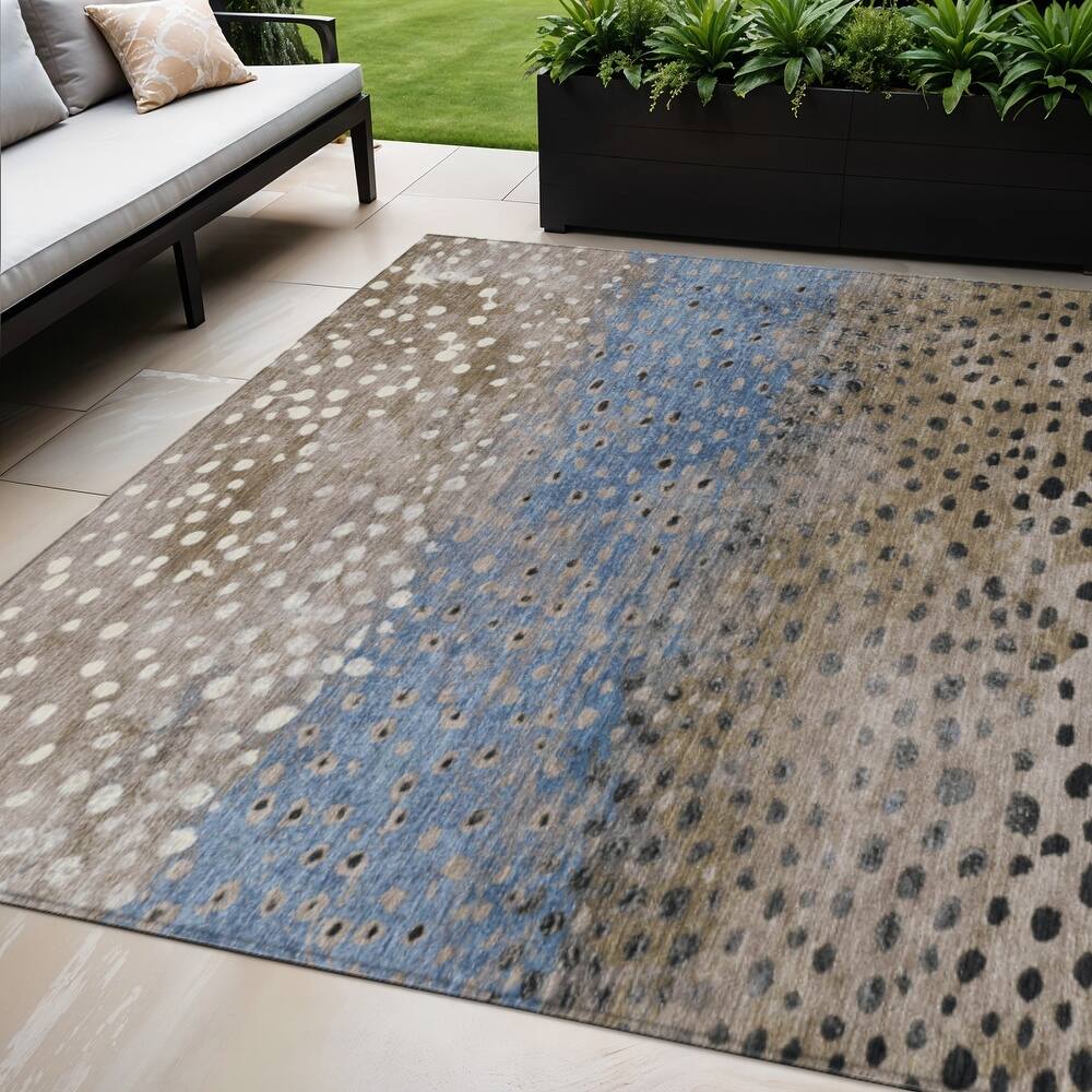 HomeRoots Abstract Transitional Rectangle Outdoor Rug