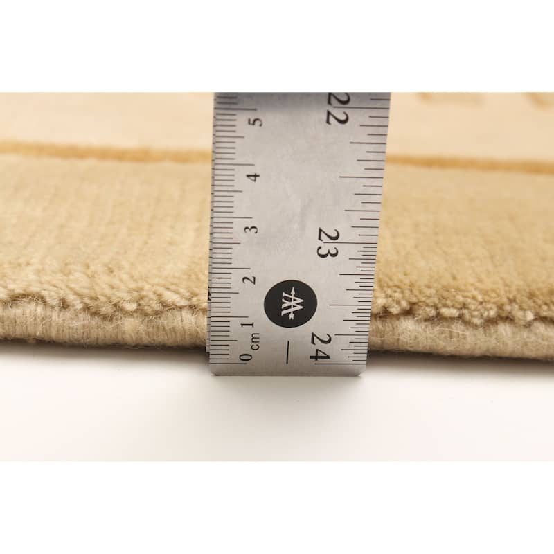ECARPETGALLERY Hand-knotted Silk Touch Cream Wool Rug - 4'0 x 5'10