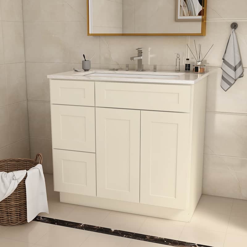 Bathroom Cabinet with Soft-Close Doors & Drawers, Moisture-Proof MDF Construction, Versatile Storage