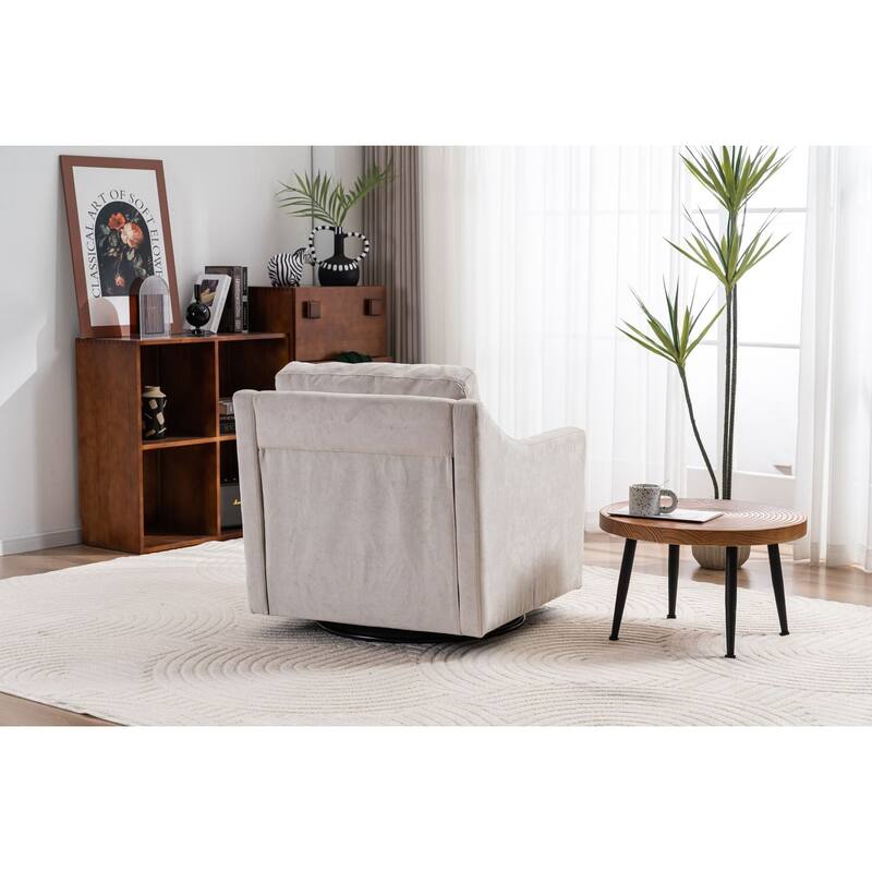 Modern upholstered Large swivel chair linen fabric comfortable to sit